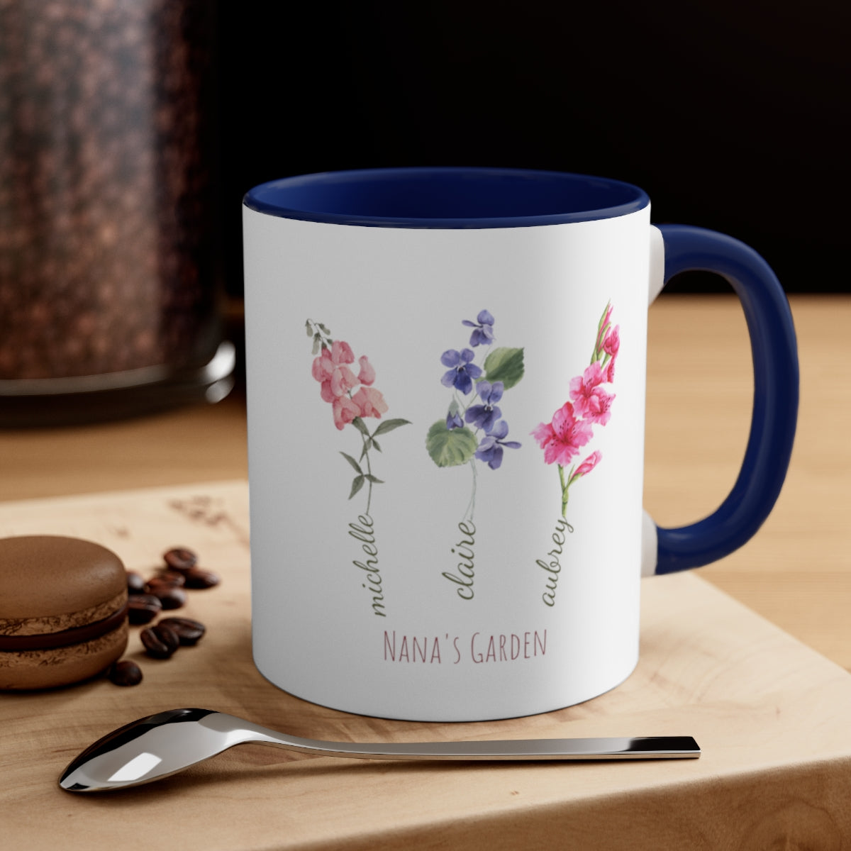 Grandma's Garden Birth Flower Mug, Personalized Gift for Grandma, Family Birth Flower Bouquet, Grandma's Garden with Grandkids Names