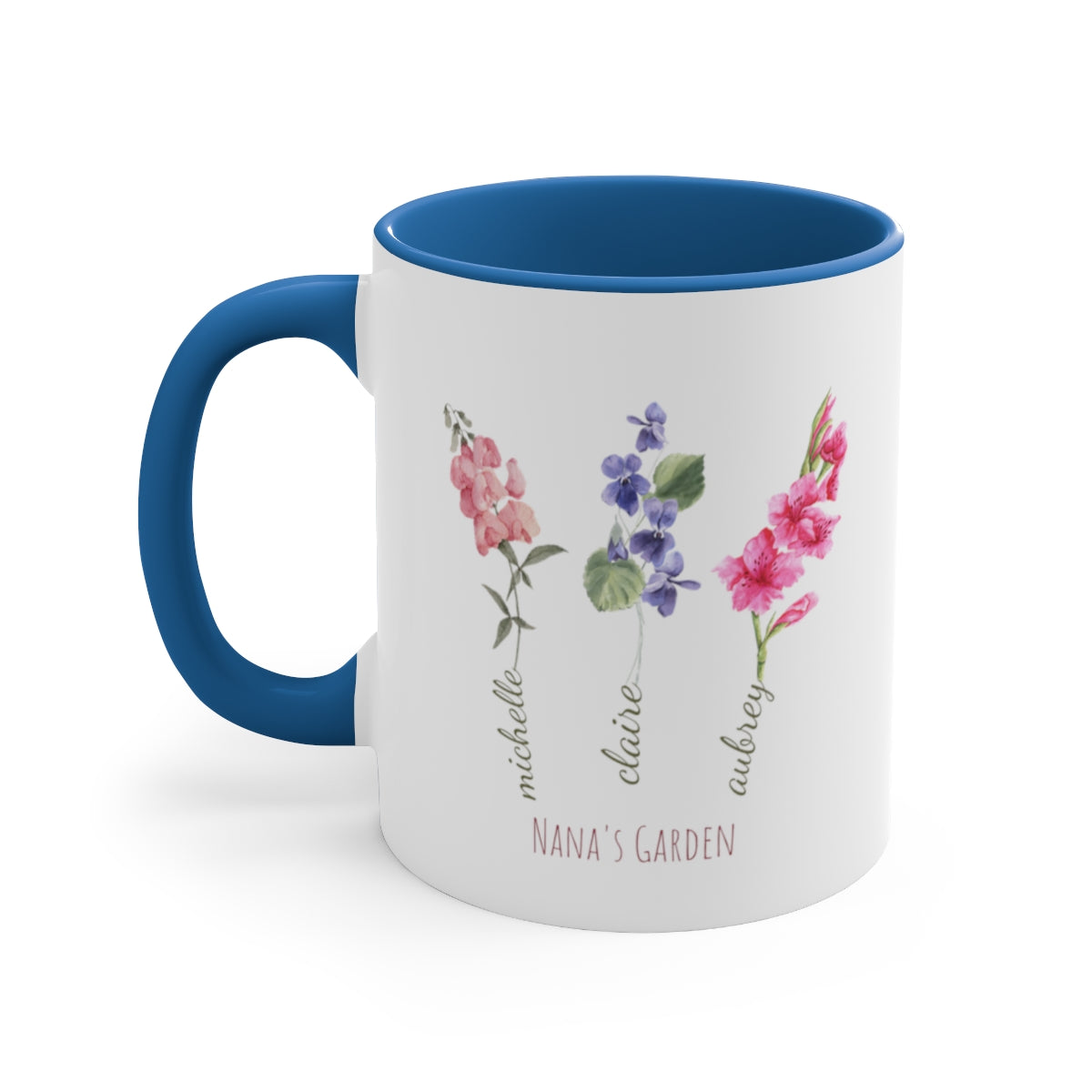Grandma's Garden Birth Flower Mug, Personalized Gift for Grandma, Family Birth Flower Bouquet, Grandma's Garden with Grandkids Names