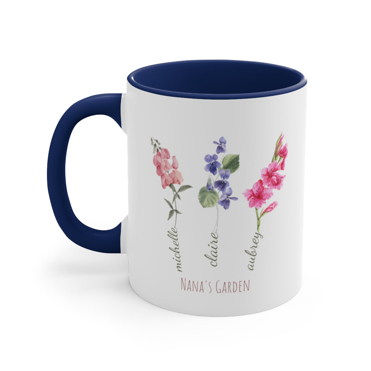 Grandma's Garden Birth Flower Mug, Personalized Gift for Grandma, Family Birth Flower Bouquet, Grandma's Garden with Grandkids Names