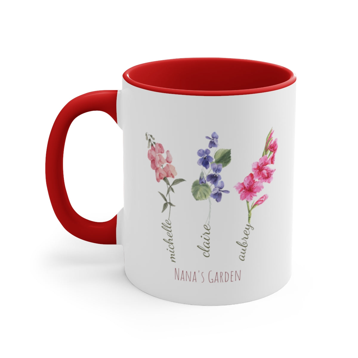 Grandma's Garden Birth Flower Mug, Personalized Gift for Grandma, Family Birth Flower Bouquet, Grandma's Garden with Grandkids Names