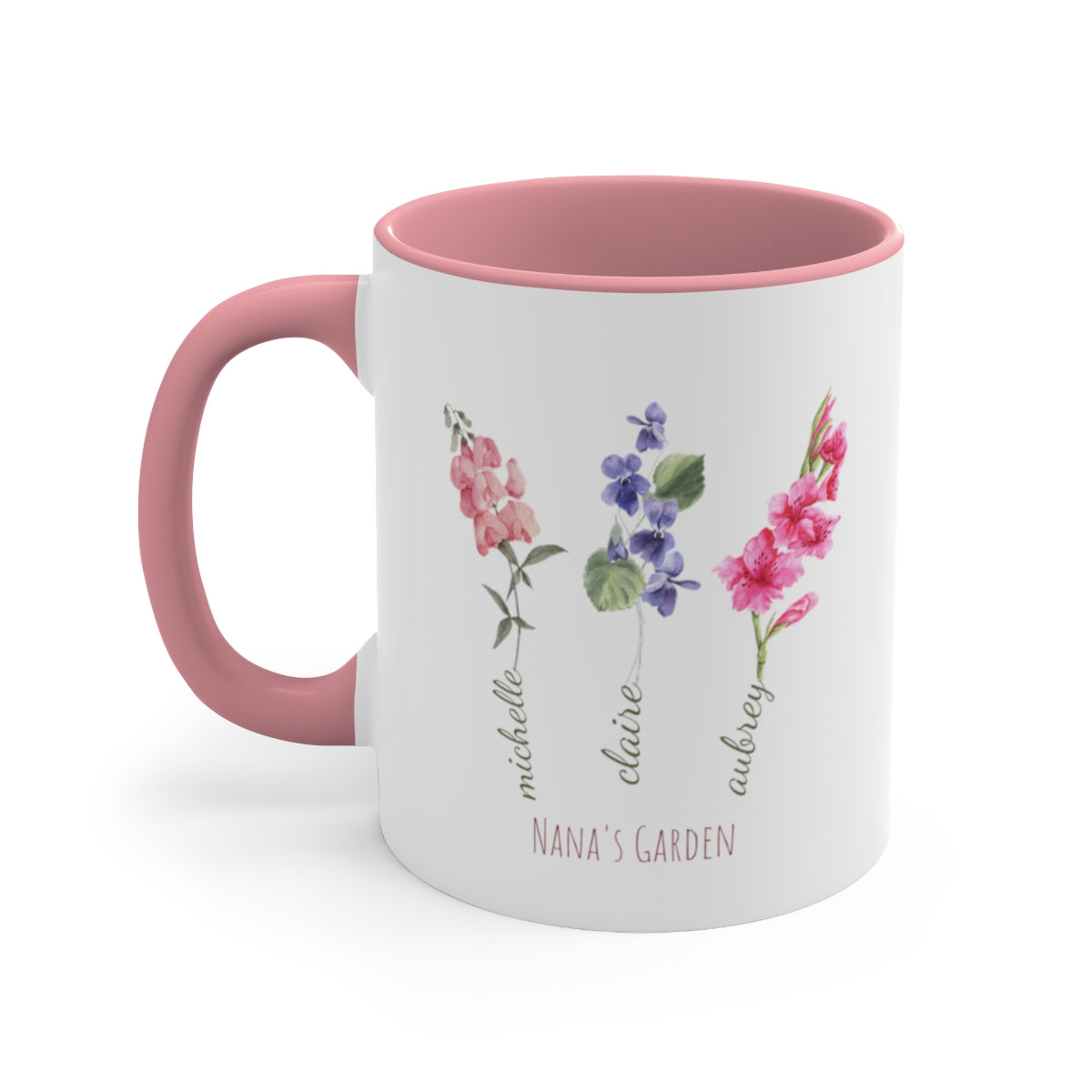 Grandma's Garden Birth Flower Mug, Personalized Gift for Grandma, Family Birth Flower Bouquet, Grandma's Garden with Grandkids Names