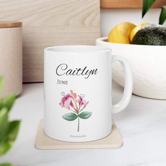 Birth Month Flower Mug Personalized With Any Name | Perfect Gift For Mom, Grandma, Sister, Aunt, Best Friend, Cousin, Birthday, Bridal Party