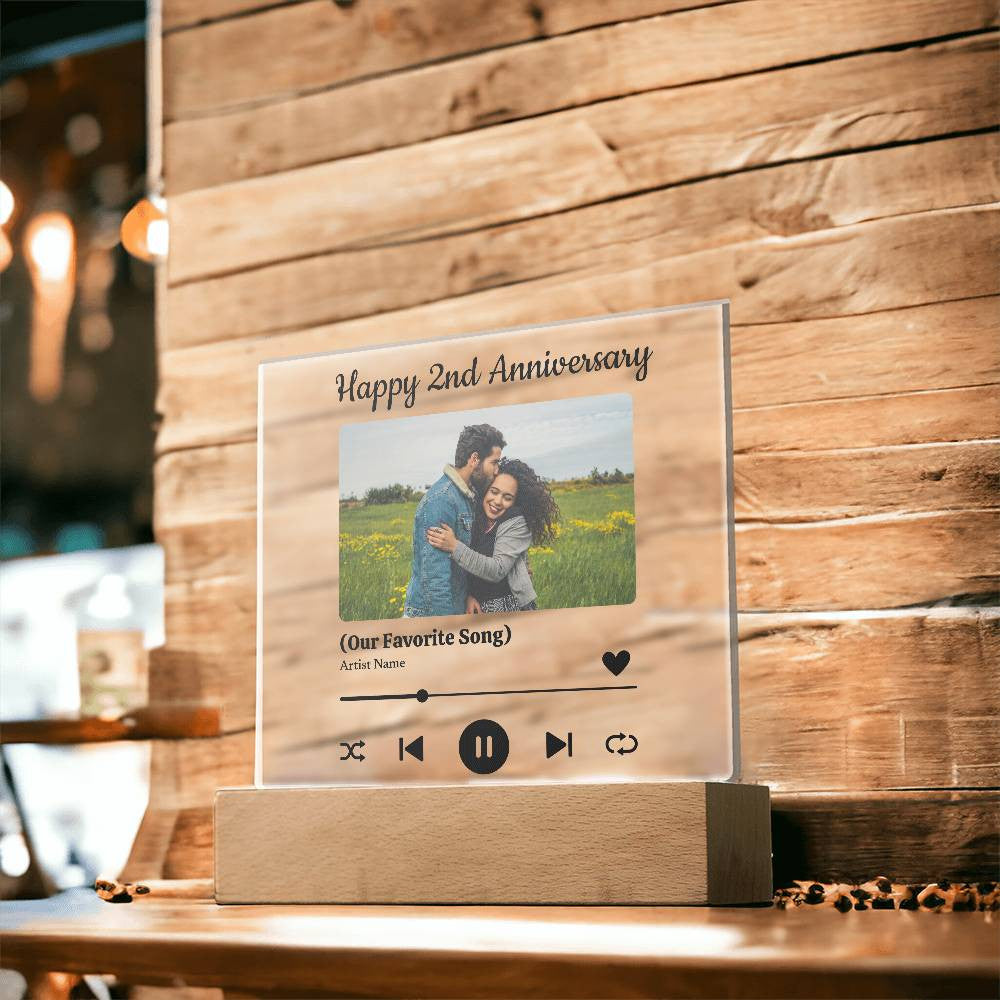 Custom Photo Music Plaque, Personalized Photo Frame, Album Cover Song Plaque, Music Photo Name Night Lamp, Anniversary Gifts, Gift for Her