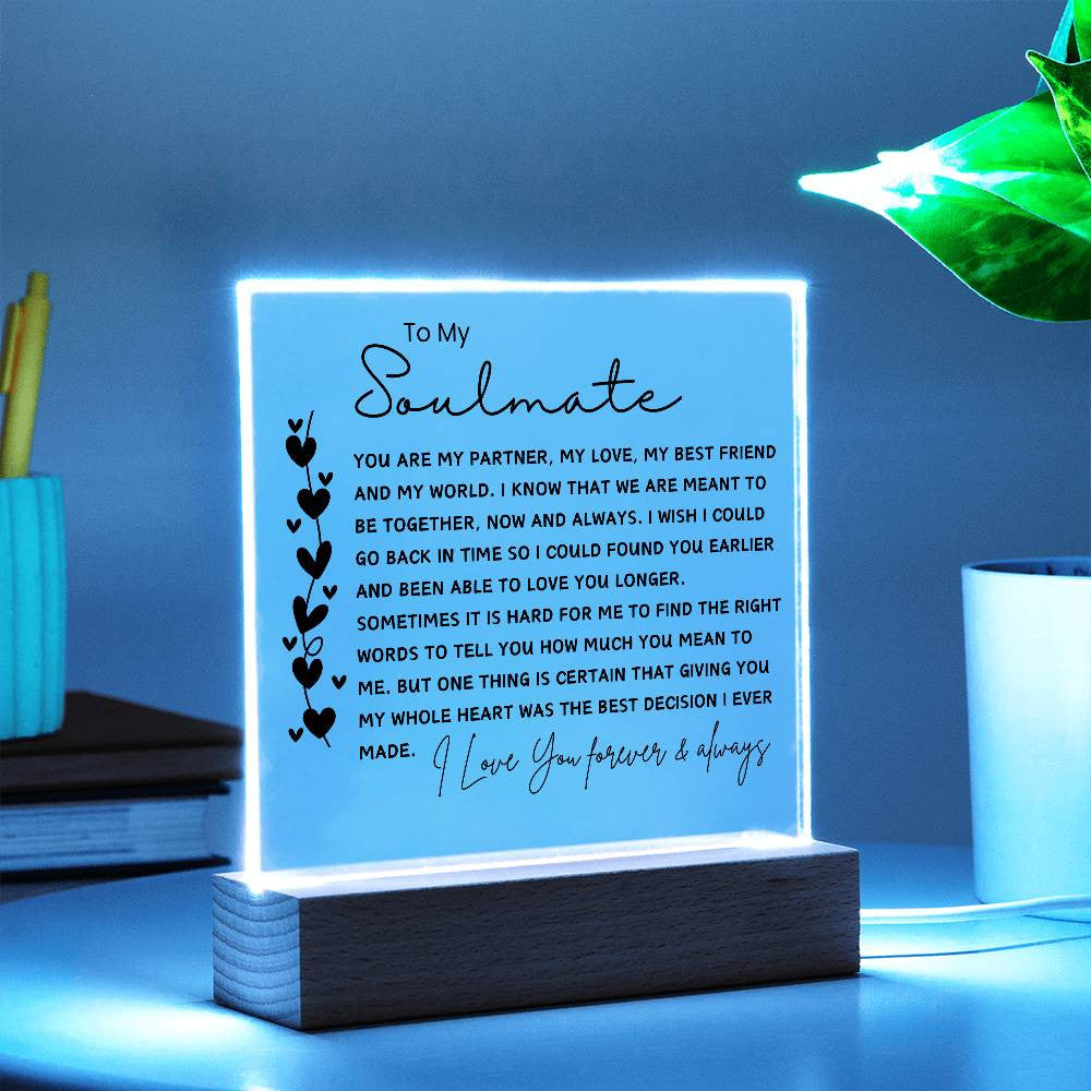 Soulmate Gift, Sentimental Gifts for Wife, Personalized Gift for Husband, Anniversary Gift for Husband Wife, Acrylic Plaque, Girlfriend Gift