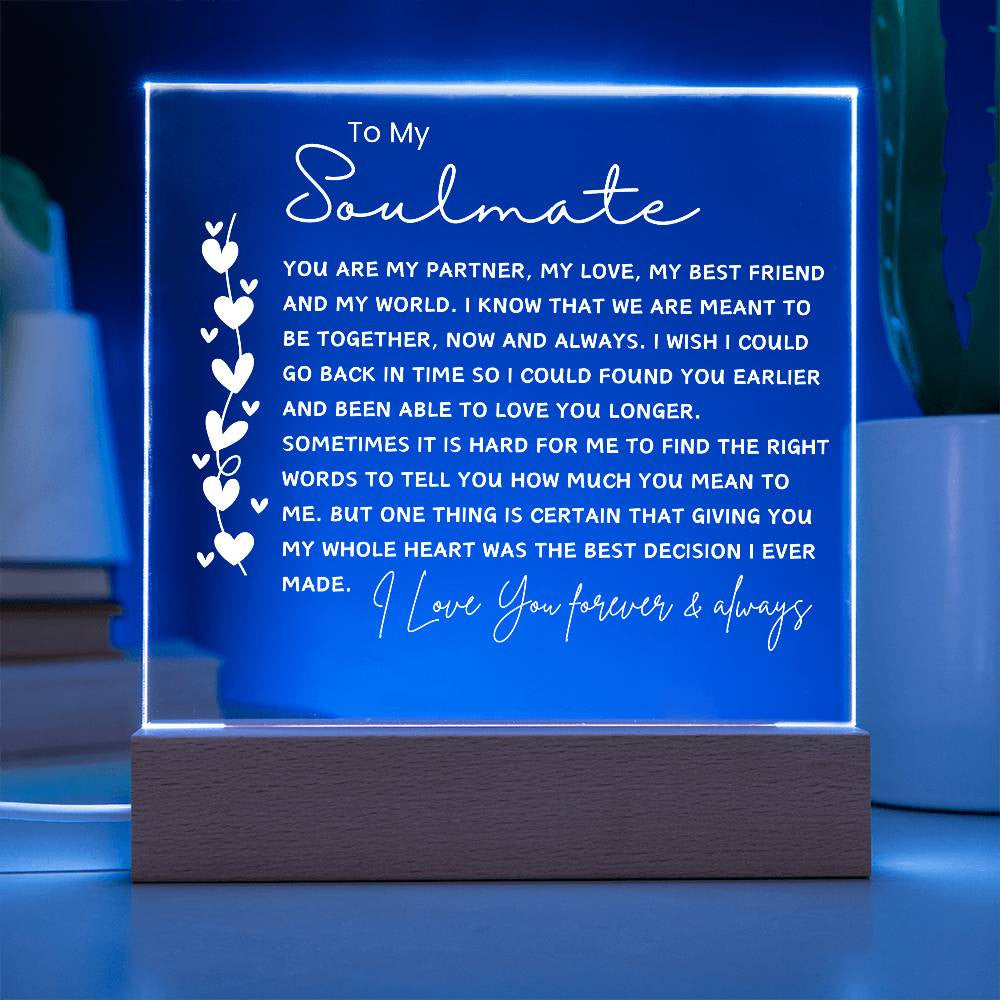 Soulmate Gift, Sentimental Gifts for Wife, Personalized Gift for Husband, Anniversary Gift for Husband Wife, Acrylic Plaque, Girlfriend Gift