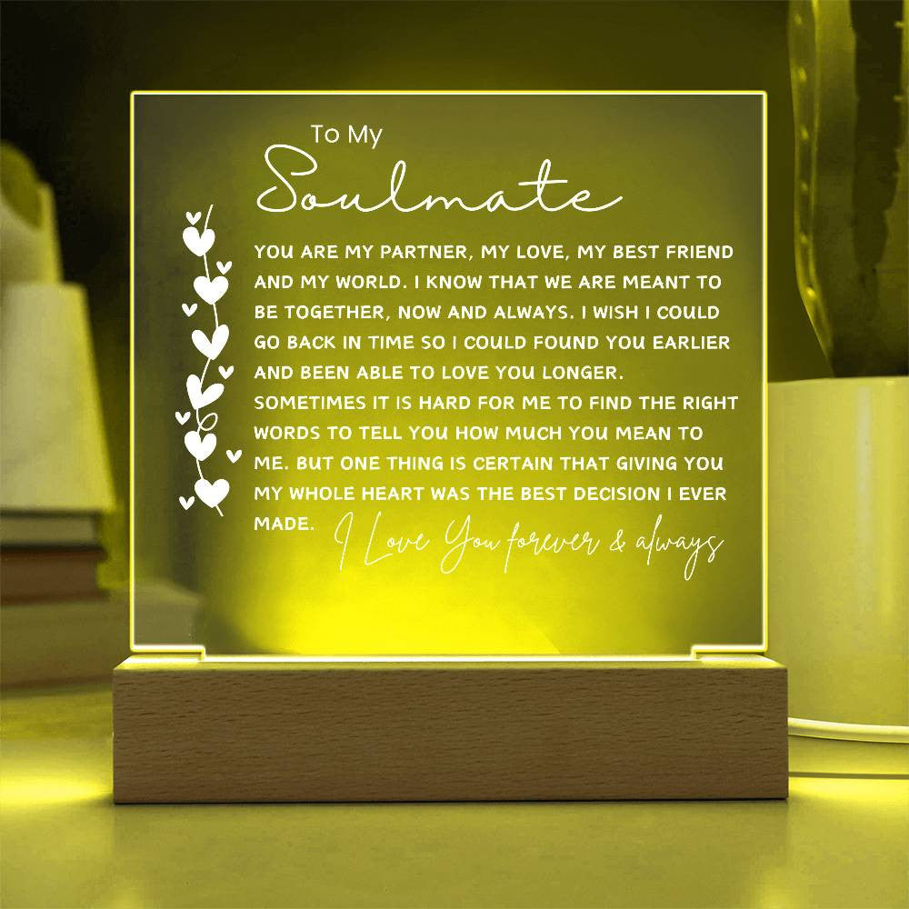 Soulmate Gift, Sentimental Gifts for Wife, Personalized Gift for Husband, Anniversary Gift for Husband Wife, Acrylic Plaque, Girlfriend Gift