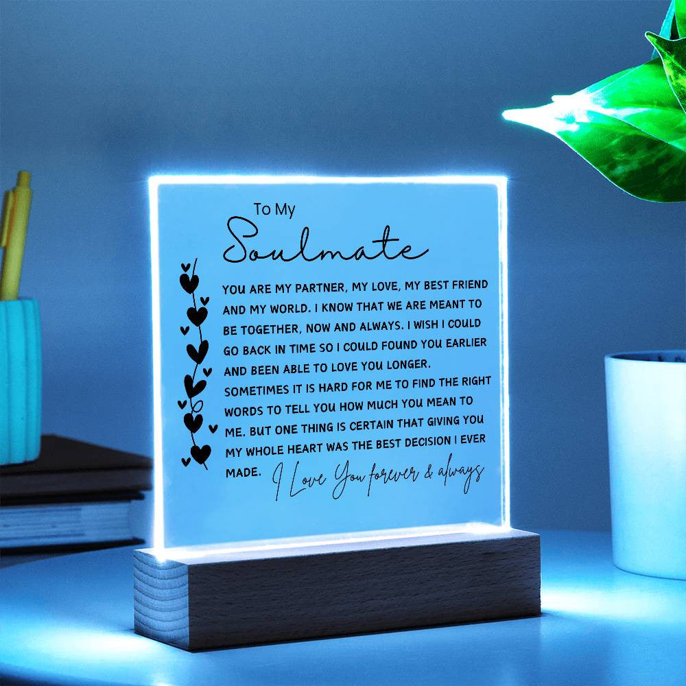 Soulmate Gift, Sentimental Gifts for Wife, Personalized Gift for Husband, Anniversary Gift for Husband Wife, Acrylic Plaque, Girlfriend Gift