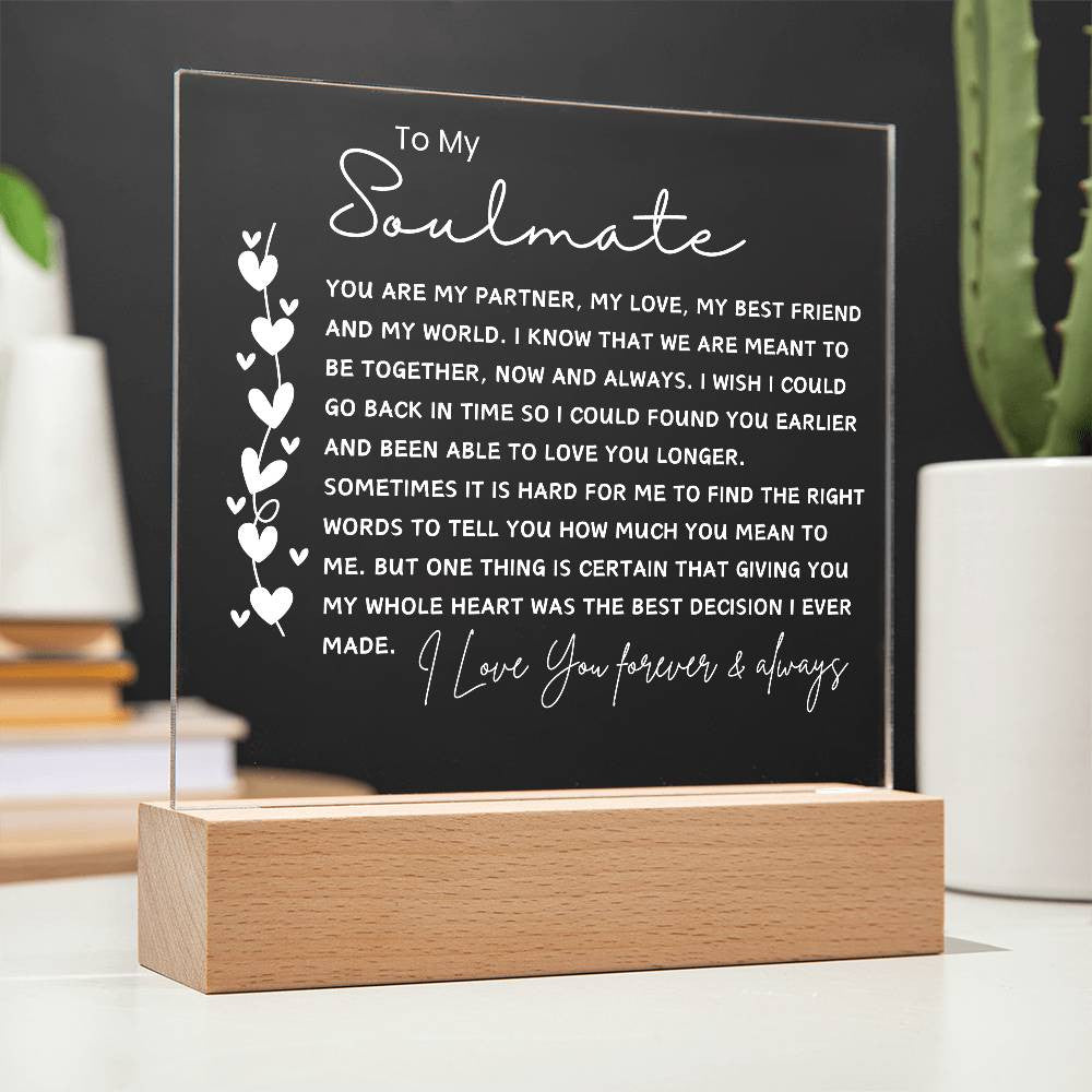 Soulmate Gift, Sentimental Gifts for Wife, Personalized Gift for Husband, Anniversary Gift for Husband Wife, Acrylic Plaque, Girlfriend Gift