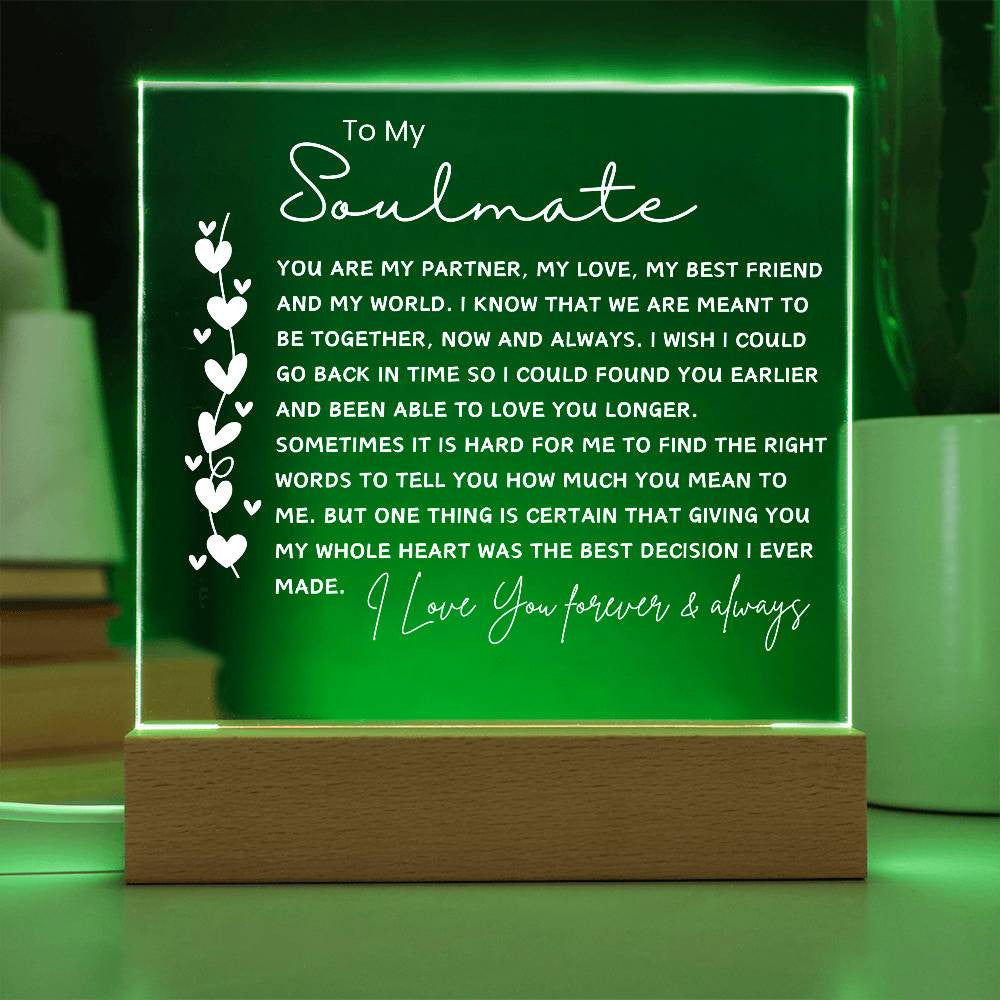 Soulmate Gift, Sentimental Gifts for Wife, Personalized Gift for Husband, Anniversary Gift for Husband Wife, Acrylic Plaque, Girlfriend Gift