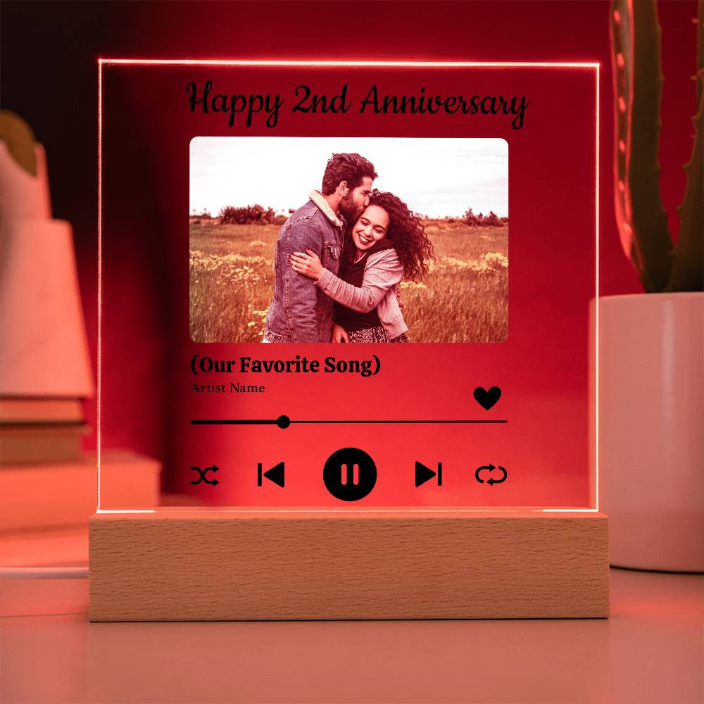 Custom Photo Music Plaque, Personalized Photo Frame, Album Cover Song Plaque, Music Photo Name Night Lamp, Anniversary Gifts, Gift for Her