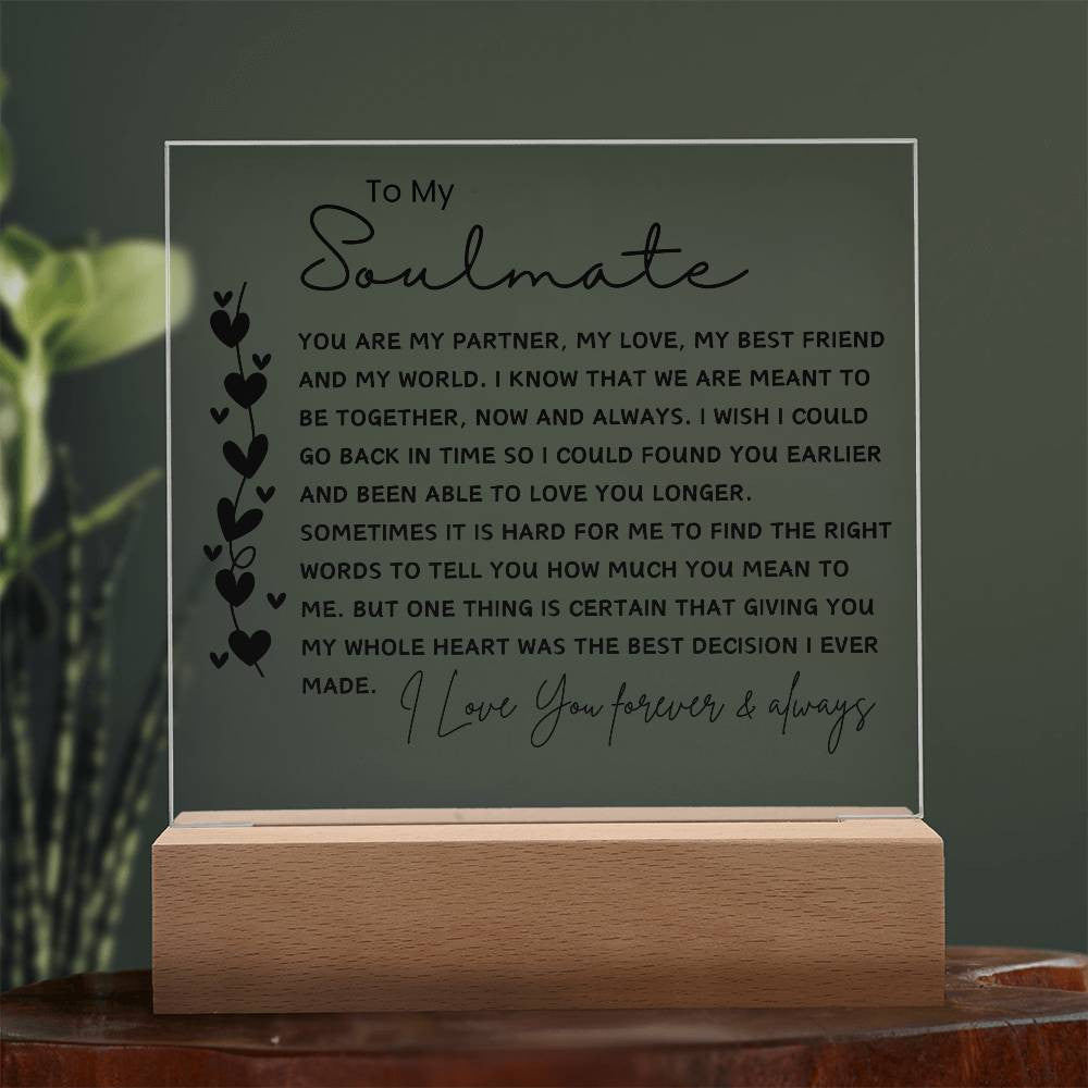 Soulmate Gift, Sentimental Gifts for Wife, Personalized Gift for Husband, Anniversary Gift for Husband Wife, Acrylic Plaque, Girlfriend Gift